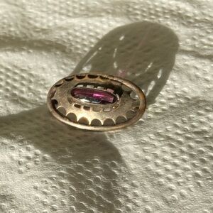 Victorian Brooch Antique Amethyst Glass Silver Tone Pin Jewelry Purple Scratches